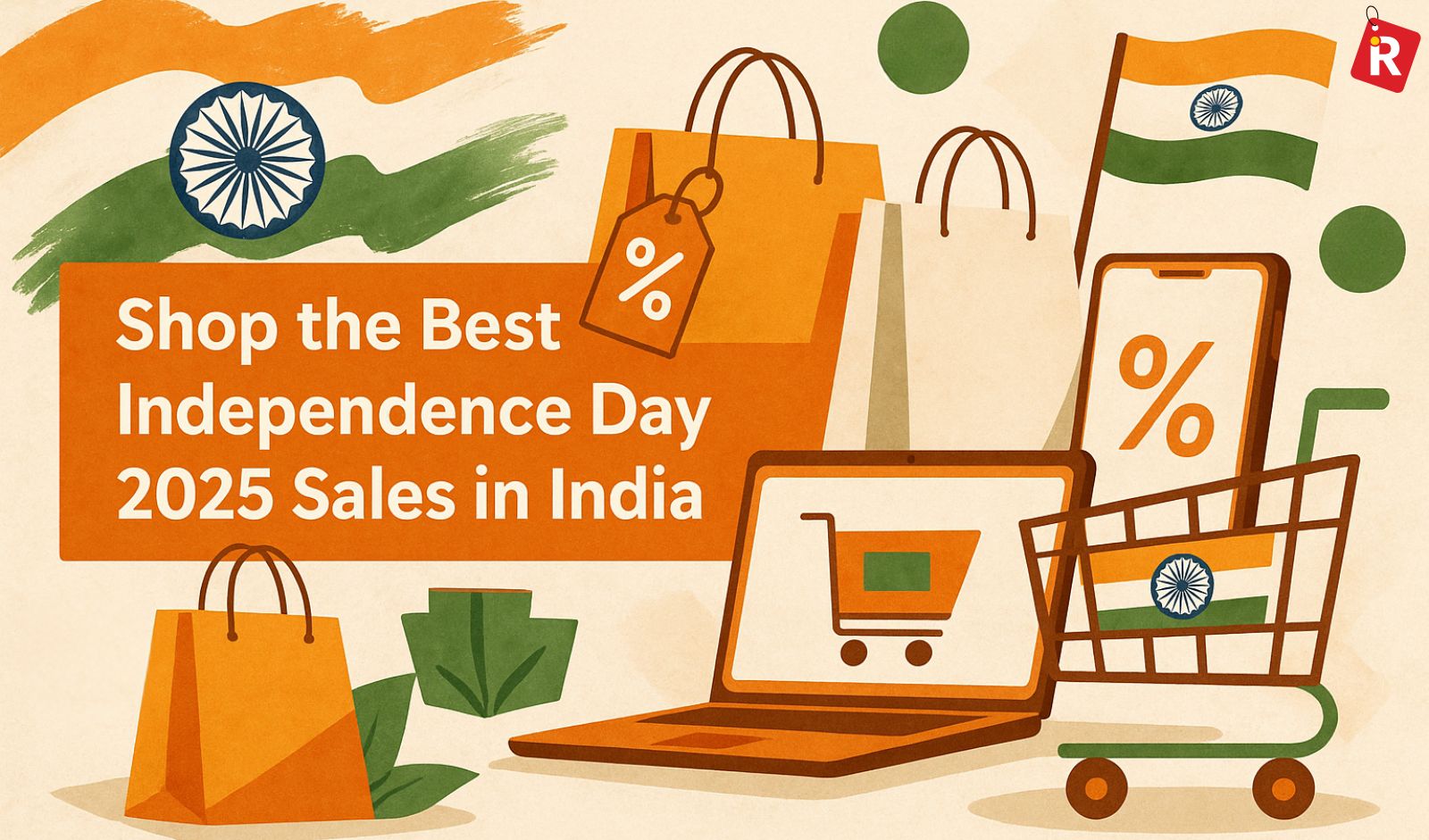 Shopping bags, discounts, and Independence Day sale concept